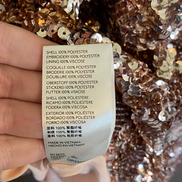 Maeve by Anthropologie rose gold sequin dress with back button closure. - Picture 2 of 5